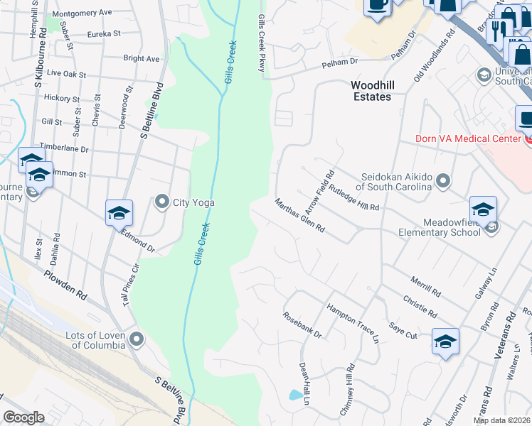 map of restaurants, bars, coffee shops, grocery stores, and more near 5925 Hampton Leas Lane in Columbia