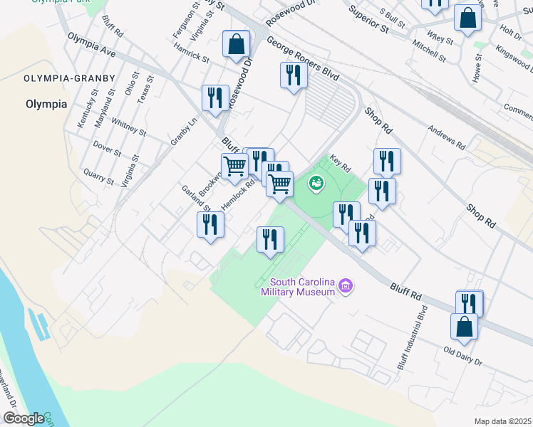 map of restaurants, bars, coffee shops, grocery stores, and more near 19 South Carolina 48 in Columbia
