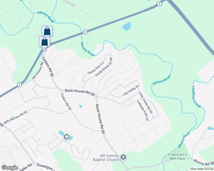 map of restaurants, bars, coffee shops, grocery stores, and more near 1350 Comet Ives Lane in Lawrenceville