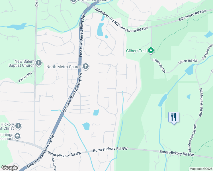 map of restaurants, bars, coffee shops, grocery stores, and more near 1870 Kirkmont Drive Northwest in Marietta
