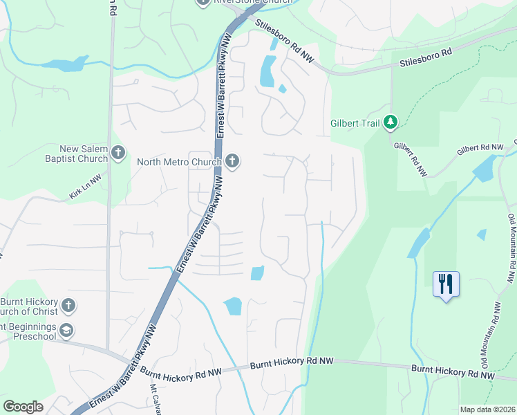 map of restaurants, bars, coffee shops, grocery stores, and more near 821 Hardage Farm Drive Northwest in Marietta