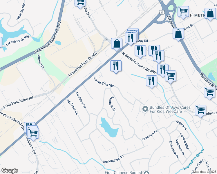 map of restaurants, bars, coffee shops, grocery stores, and more near 3086 Landington Way Northwest in Duluth
