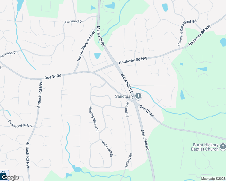 map of restaurants, bars, coffee shops, grocery stores, and more near 5601 Due West Road Northwest in Powder Springs