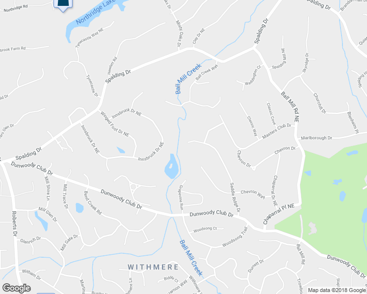map of restaurants, bars, coffee shops, grocery stores, and more near 8005 Saddle Ridge Drive in Atlanta