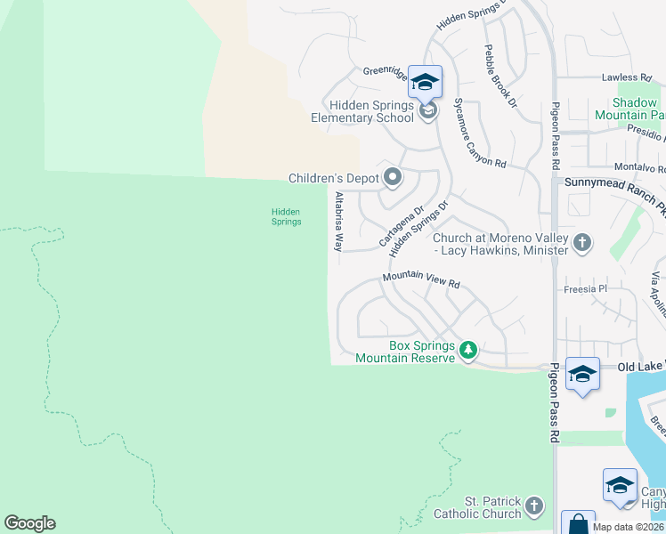 map of restaurants, bars, coffee shops, grocery stores, and more near 10209 Altabrisa Way in Moreno Valley