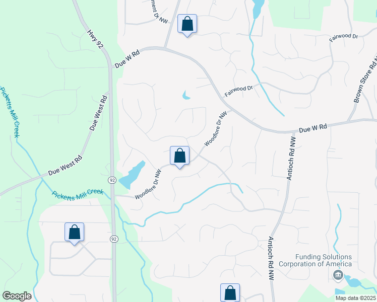 map of restaurants, bars, coffee shops, grocery stores, and more near 613 Braidwood Drive Northwest in Acworth