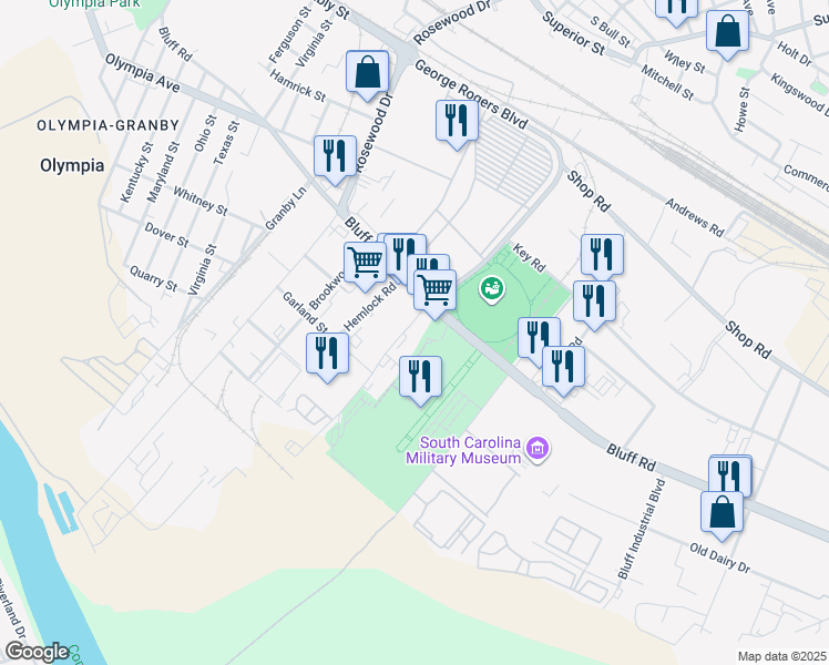 map of restaurants, bars, coffee shops, grocery stores, and more near 19 South Carolina 48 in Columbia