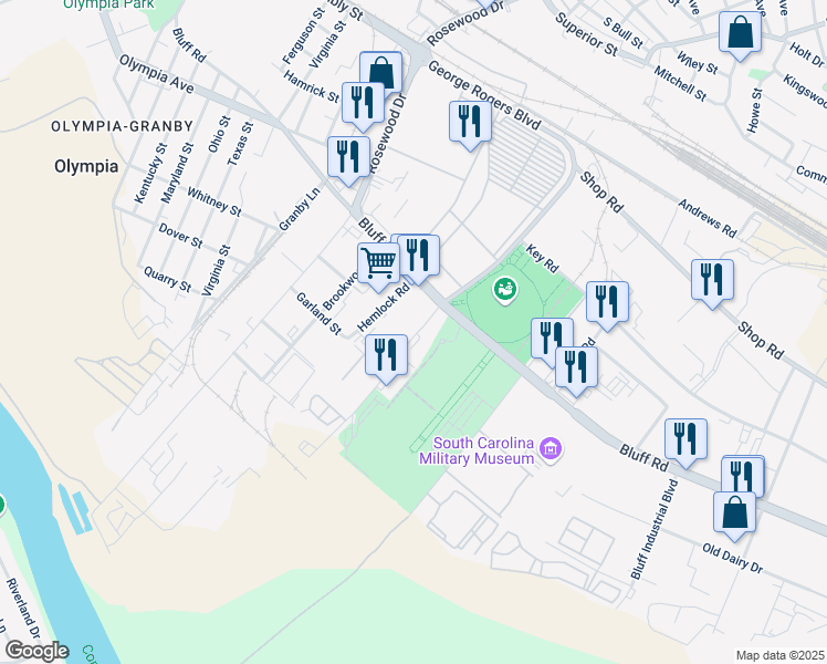 map of restaurants, bars, coffee shops, grocery stores, and more near 19 South Carolina 48 in Columbia
