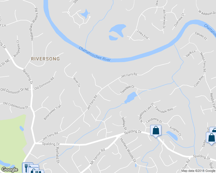 map of restaurants, bars, coffee shops, grocery stores, and more near 3809 Teesdale Court in Atlanta