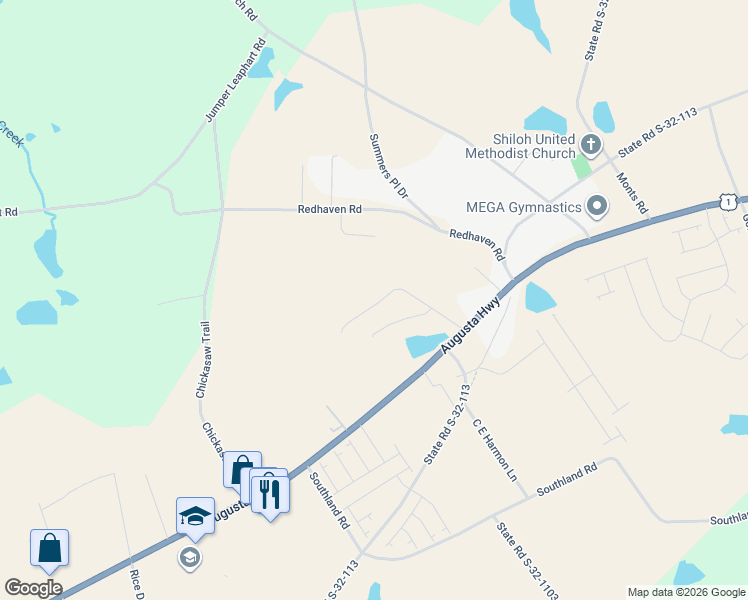 map of restaurants, bars, coffee shops, grocery stores, and more near 3834 Augusta Highway in Gilbert