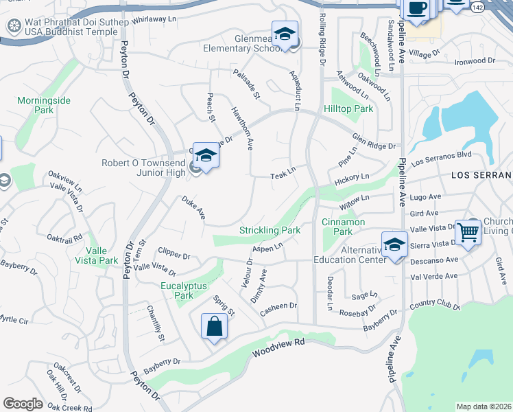 map of restaurants, bars, coffee shops, grocery stores, and more near 3655 Hillsdale Ranch Road in Chino Hills