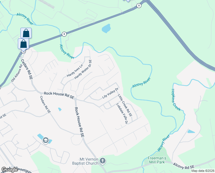 map of restaurants, bars, coffee shops, grocery stores, and more near 1730 Lily Valley Drive in Lawrenceville