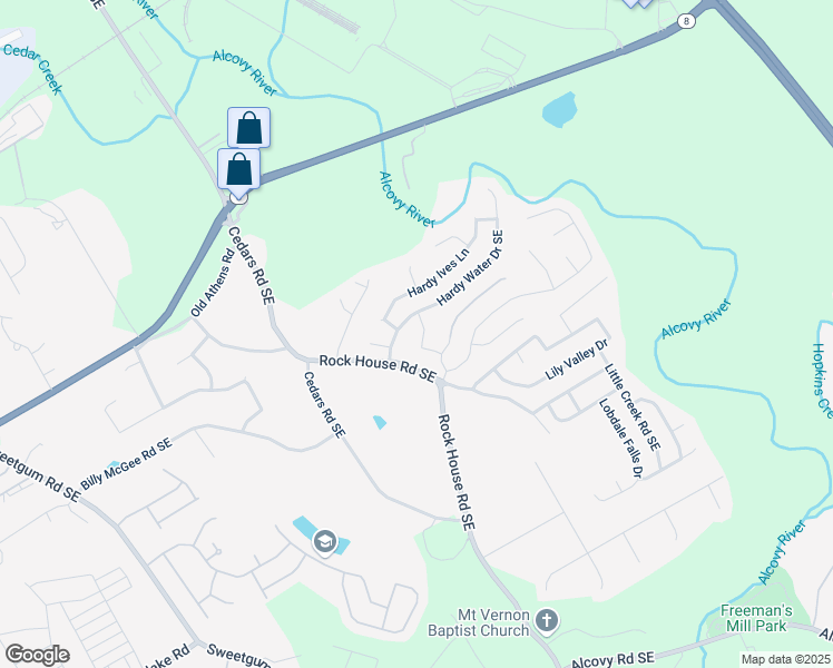 map of restaurants, bars, coffee shops, grocery stores, and more near 1369 Star Water Drive Southeast in Lawrenceville