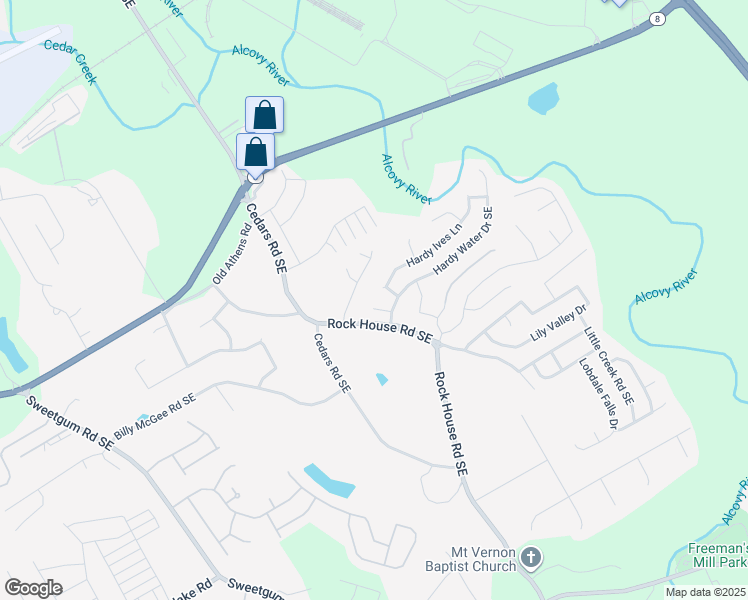 map of restaurants, bars, coffee shops, grocery stores, and more near 1201 Image Ives Drive in Lawrenceville