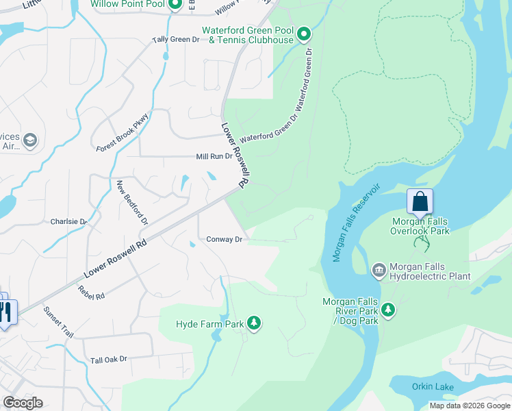 map of restaurants, bars, coffee shops, grocery stores, and more near 929 Saint Lyonn Courts in Marietta