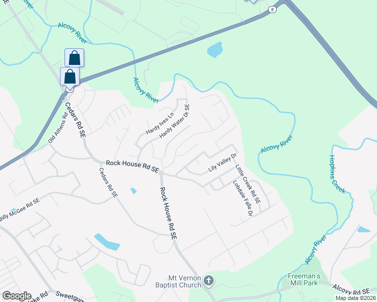 map of restaurants, bars, coffee shops, grocery stores, and more near Comet Ives Lane in Lawrenceville
