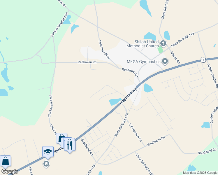 map of restaurants, bars, coffee shops, grocery stores, and more near 3834 Augusta Highway in Gilbert