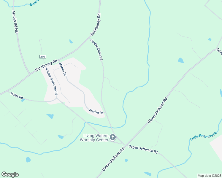 map of restaurants, bars, coffee shops, grocery stores, and more near 137 Evergreen Ridge Court in Statham