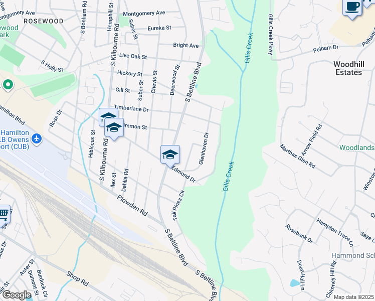 map of restaurants, bars, coffee shops, grocery stores, and more near 127 Whispering Pines Circle in Columbia