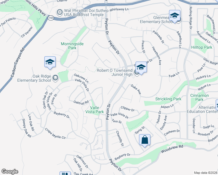 map of restaurants, bars, coffee shops, grocery stores, and more near 15480 Painter Drive in Chino Hills