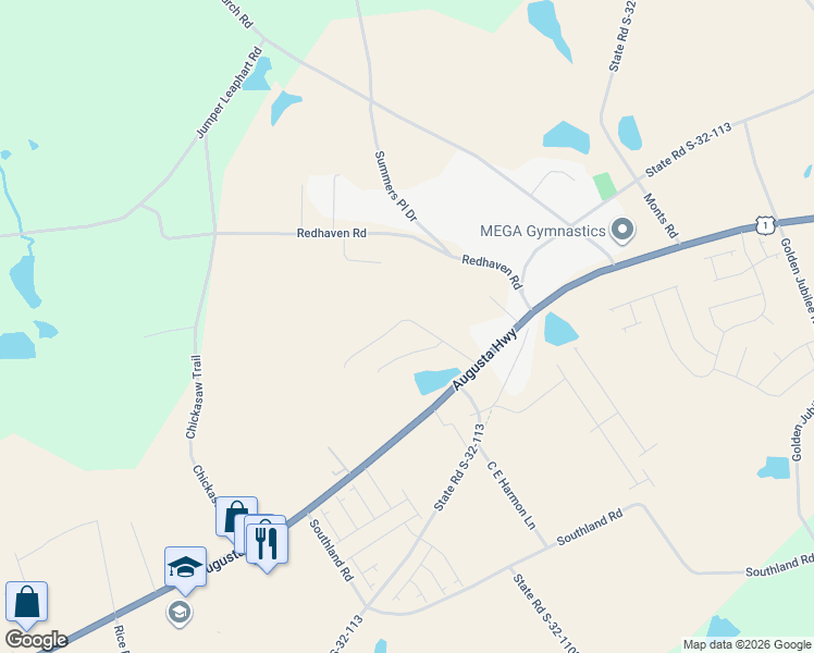 map of restaurants, bars, coffee shops, grocery stores, and more near 3834 Augusta Highway in Gilbert