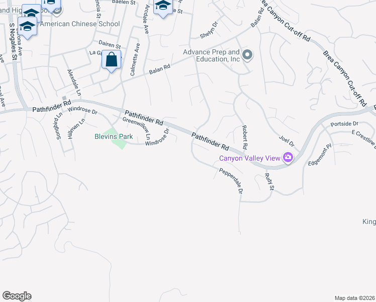 map of restaurants, bars, coffee shops, grocery stores, and more near 2539 Pepperdale Drive in Rowland Heights