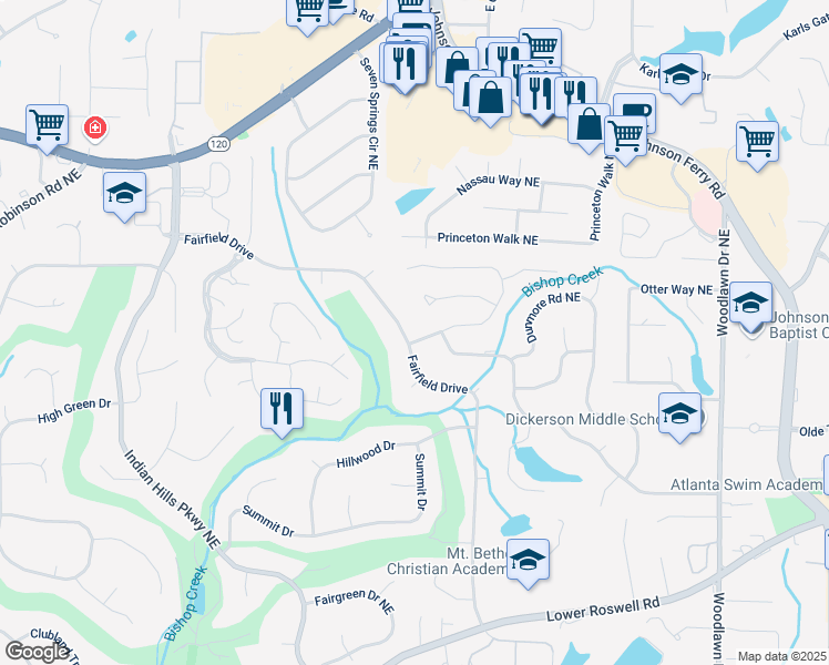 map of restaurants, bars, coffee shops, grocery stores, and more near in Marietta