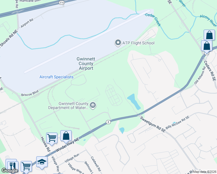 map of restaurants, bars, coffee shops, grocery stores, and more near 854 Winder Highway in Lawrenceville