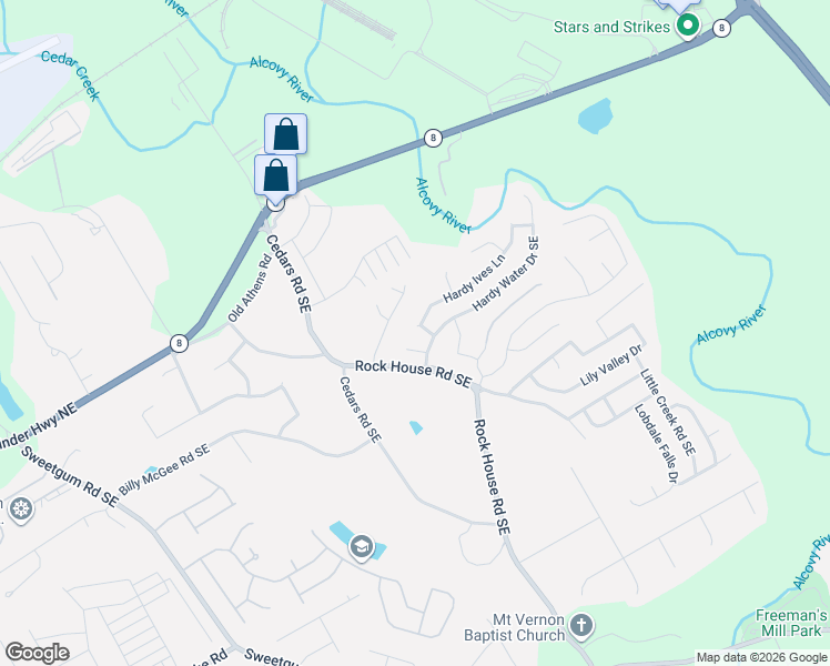 map of restaurants, bars, coffee shops, grocery stores, and more near 1201 Image Ives Drive in Lawrenceville