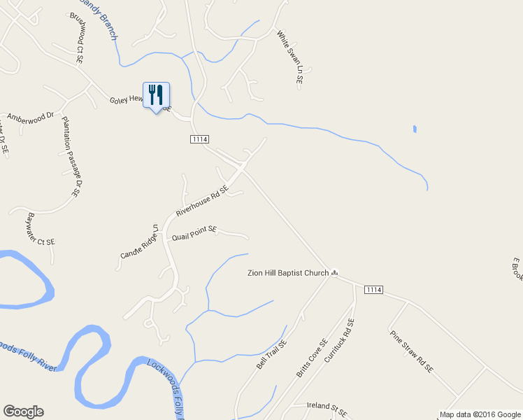 map of restaurants, bars, coffee shops, grocery stores, and more near 1899 Zion Hill Road Southeast in Bolivia