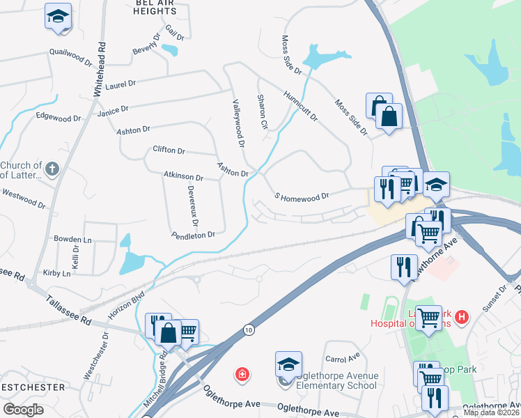 map of restaurants, bars, coffee shops, grocery stores, and more near 244 Magnolia Blossom Way in Athens