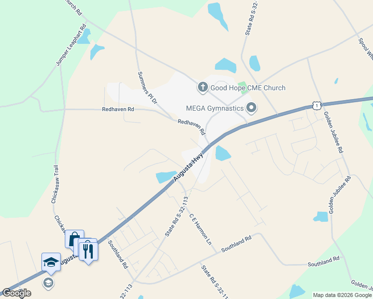 map of restaurants, bars, coffee shops, grocery stores, and more near 3812 Augusta Highway in Gilbert