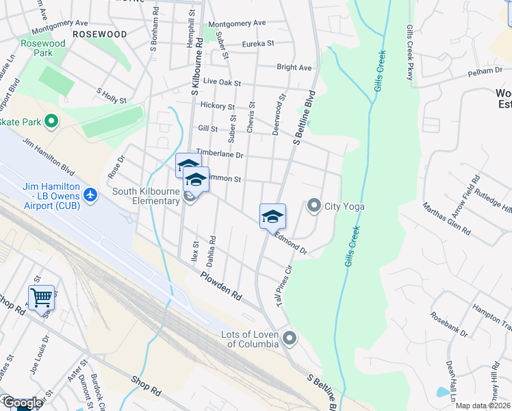 map of restaurants, bars, coffee shops, grocery stores, and more near 1425 South Beltline Boulevard in Columbia