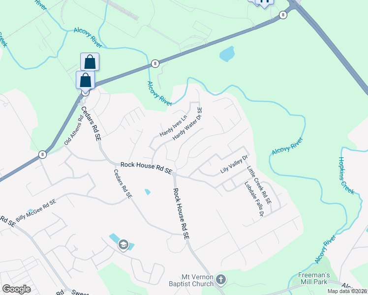 map of restaurants, bars, coffee shops, grocery stores, and more near 1350 Comet Ives Lane in Lawrenceville