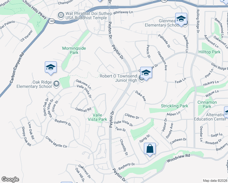map of restaurants, bars, coffee shops, grocery stores, and more near 15480 Painter Drive in Chino Hills