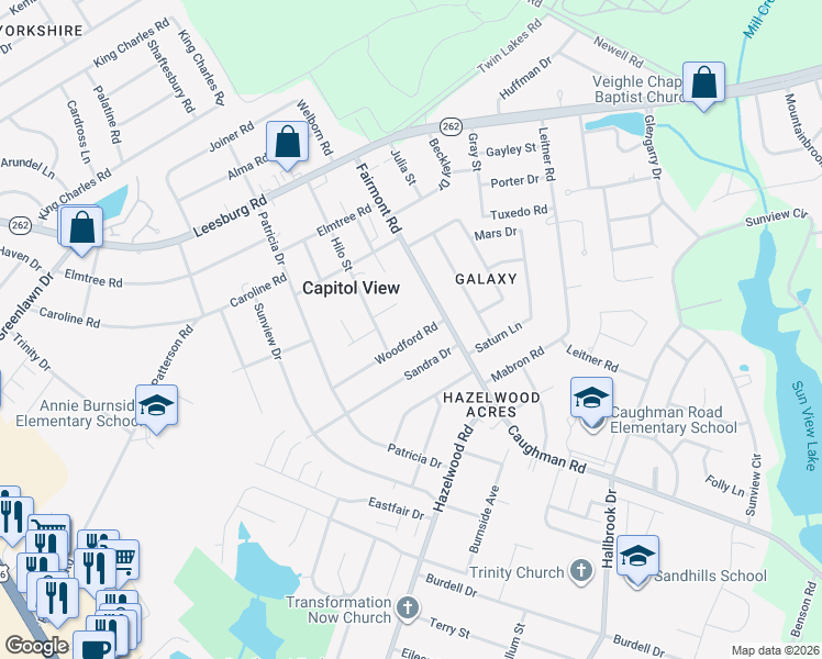 map of restaurants, bars, coffee shops, grocery stores, and more near 1735 Sandra Drive in Columbia