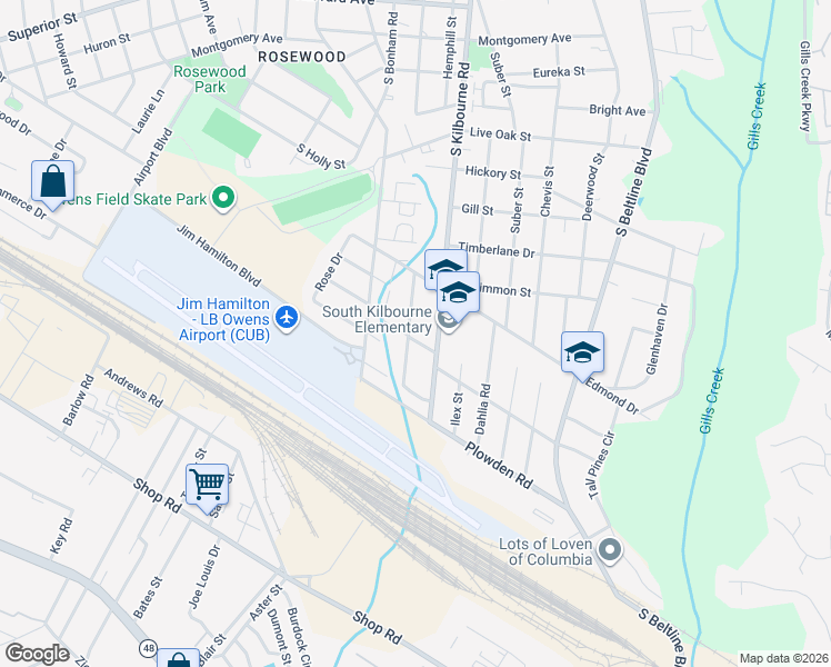 map of restaurants, bars, coffee shops, grocery stores, and more near 1510 Hibiscus Street in Columbia