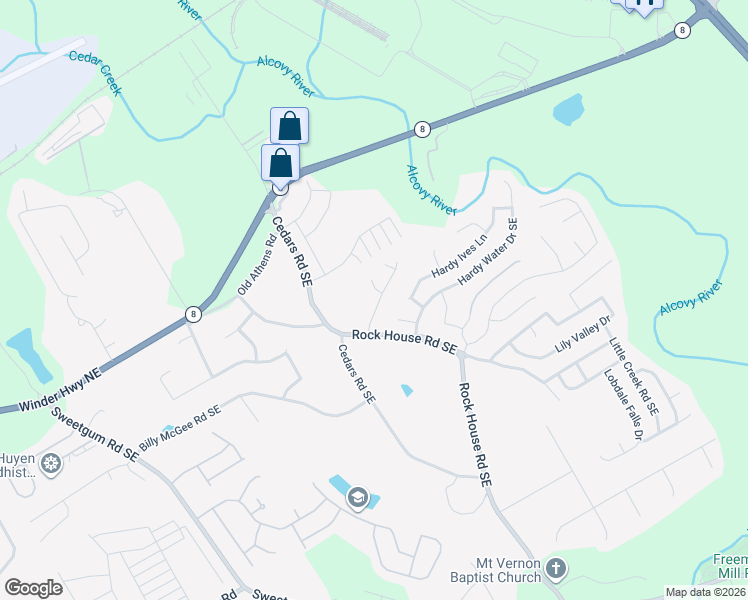 map of restaurants, bars, coffee shops, grocery stores, and more near 1201 Image Ives Drive in Lawrenceville