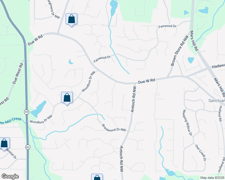 map of restaurants, bars, coffee shops, grocery stores, and more near 639 Chestatee Creek Drive Northwest in Acworth