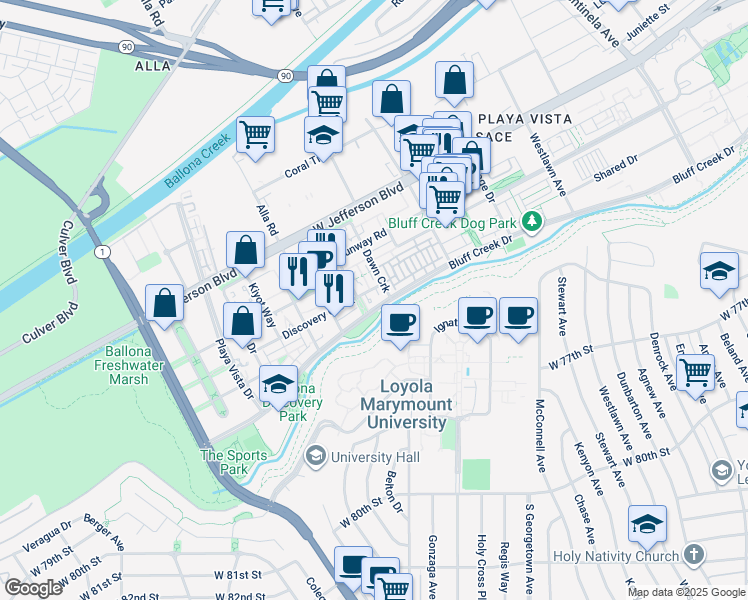 map of restaurants, bars, coffee shops, grocery stores, and more near 7964 Melrose Avenue in Los Angeles