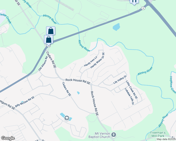map of restaurants, bars, coffee shops, grocery stores, and more near 1316 Star Water Drive Southeast in Lawrenceville