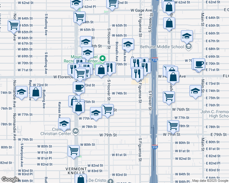 map of restaurants, bars, coffee shops, grocery stores, and more near in Los Angeles