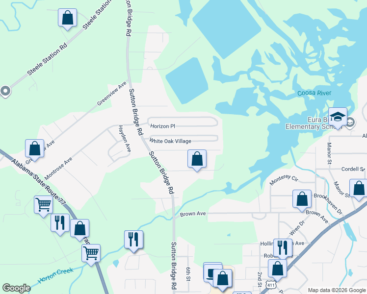 map of restaurants, bars, coffee shops, grocery stores, and more near 37 Country Lane in Rainbow City