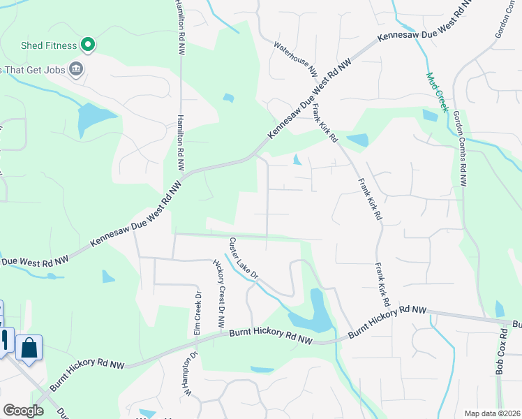 map of restaurants, bars, coffee shops, grocery stores, and more near 921 Hickory View Court Northwest in Marietta