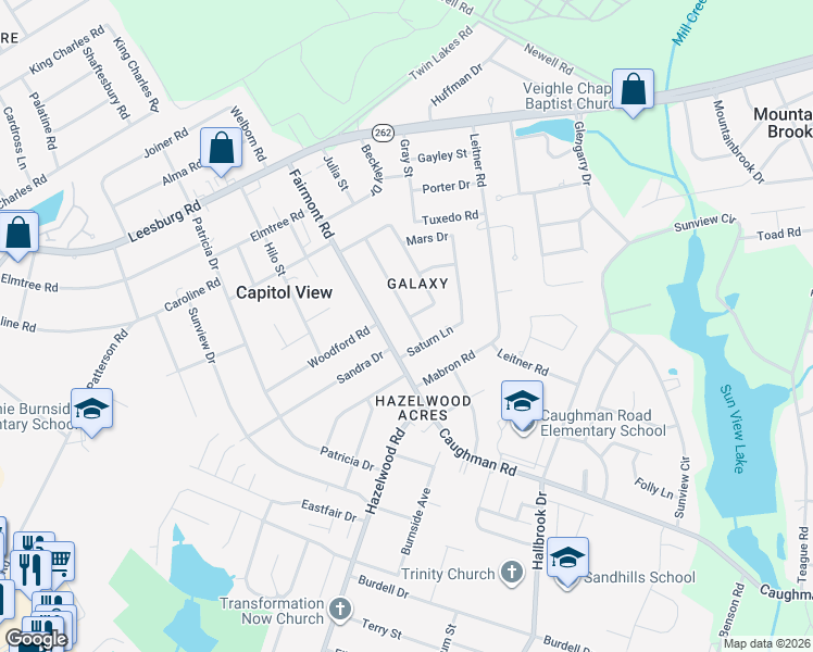 map of restaurants, bars, coffee shops, grocery stores, and more near 7315 Venus Road in Columbia