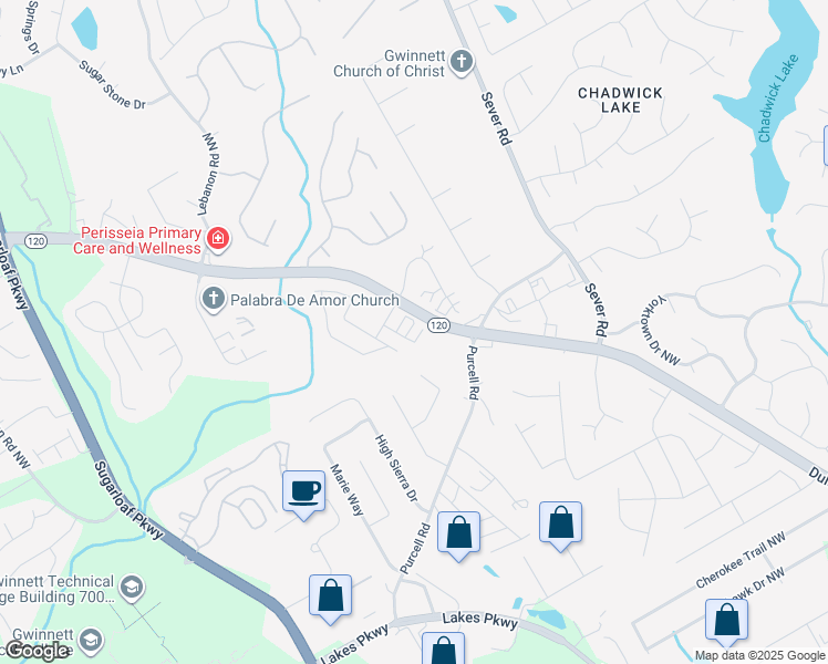 map of restaurants, bars, coffee shops, grocery stores, and more near 1510 Duluth Highway in Lawrenceville