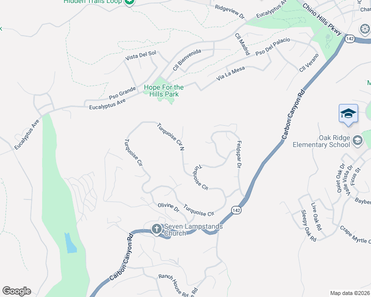 map of restaurants, bars, coffee shops, grocery stores, and more near 15429 Turquoise Circle North in Chino Hills