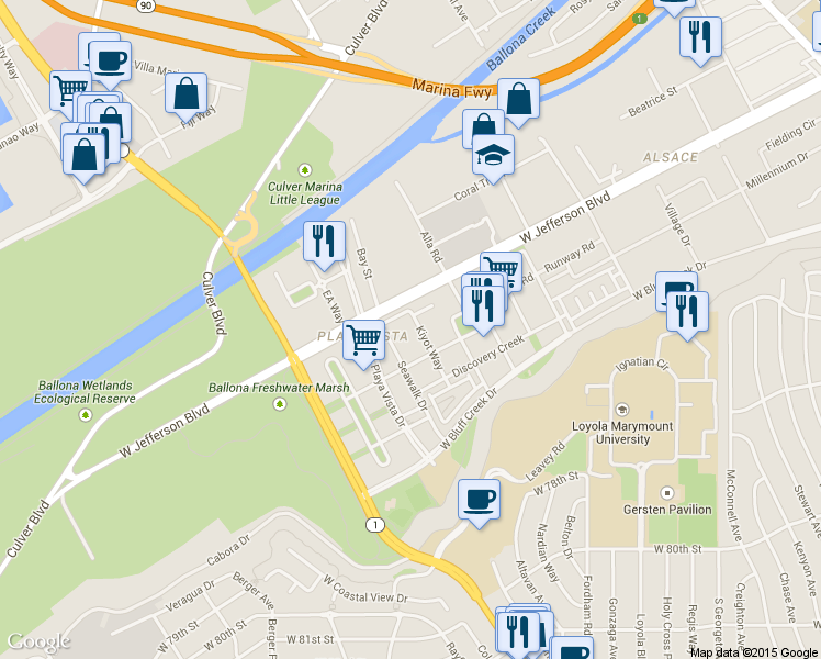 map of restaurants, bars, coffee shops, grocery stores, and more near 13042 Villosa Place in Los Angeles