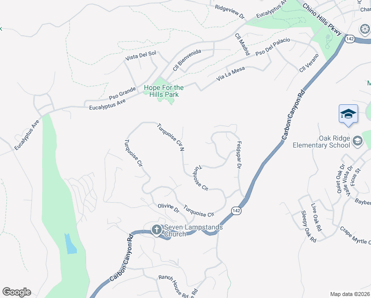 map of restaurants, bars, coffee shops, grocery stores, and more near 15429 Turquoise Circle North in Chino Hills
