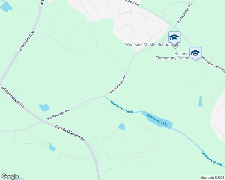 map of restaurants, bars, coffee shops, grocery stores, and more near 613 Bill Rutledge Road in Winder